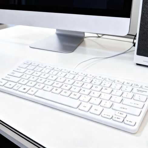 USB Wired Keyboard - Comfortable Typing Angle & Stable Connection, Compatible with PC, Laptop, Desktop, White in Kuwait