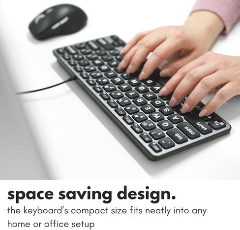 لوحة مفاتيح سلكية صغيرة من Macally لجهاز Mac (مزدوج USB-C وUSB-A) - لوحة مفاتيح USB صغيرة مدمجة مع مفاتيح بإضاءة خلفية كبيرة للطباعة، وكتابة مفتاح مقص هادئ، متوافقة مع MacBook Air وMac mini in Kuwait