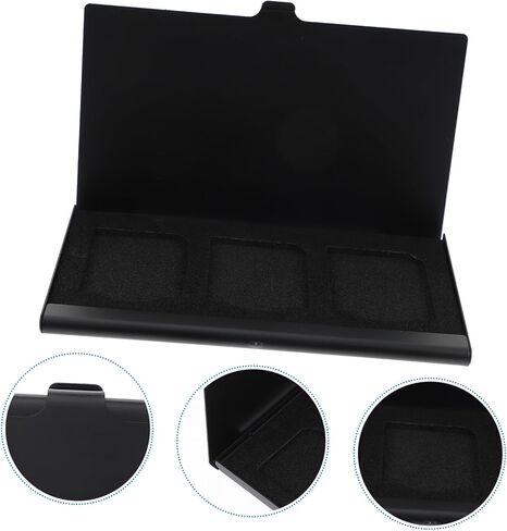 Homoyoyo 2pcs حامل حقيبة تخزين بطاقة الذاكرة المحمولة لإمدادات التصوير الفوتوغرافي، صندوق بطاقات أسود ذو غلاف صلب، منظم حماية مدمج للسفر والاستخدام الخارجي in Kuwait
