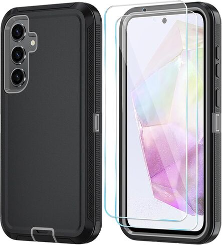 حافظة هاتف Qinmay لهاتف Samsung Galaxy A37 5G مع واقي شاشة HD، حافظة هاتف شديدة التحمل مقاومة للصدمات والسقوط من 3 طبقات لهاتف Galaxy A37، WineRedPink in Kuwait