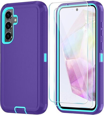 Qinmay Phone Case for Samsung Galaxy A37 5G Case with HD Screen Protector, Heavy Duty Shockproof & Dropproof 3-Layer Cover Phone Case for Galaxy A37,WineRedPink in Saudi Arabia
