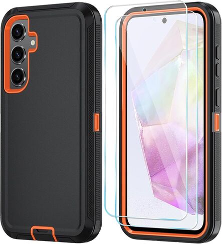 Qinmay Phone Case for Samsung Galaxy A37 5G Case with HD Screen Protector, Heavy Duty Shockproof & Dropproof 3-Layer Cover Phone Case for Galaxy A37,WineRedPink in Saudi Arabia