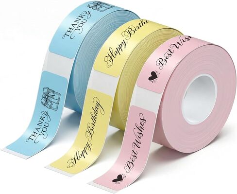 AH-P05 Label Tape 3PCS, Self-Adhesive Thermal Labels Refill Paper Roll for XenGro AH-P05 Label Maker, 14mm X 40mm, for Home/Kitchen/Office Storage/Kid School Supplies, Pink/Yellow/Blue in Kuwait