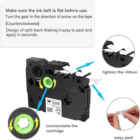 GREENCYCLE متوافق مع Brother P-touch Iron على شريط ملصقات الملابس القماشية TZe-FA231 12 مم 0.47 بوصة أبيض مصفح TZeFA231 TZ-FA231 TZe TZ 1/2 بوصة أسود على شريط ملصق أبيض لـ PTH100 PTH110، 10 عبوات in Kuwait