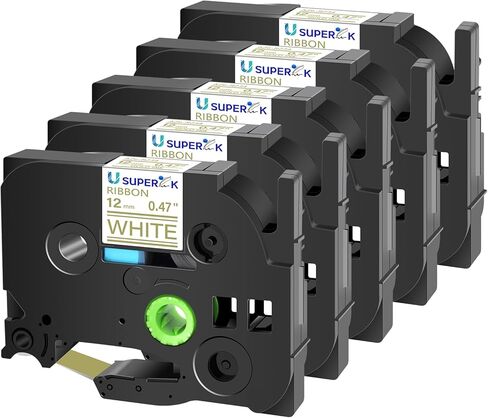 شريط بديل متوافق مع USUPERINK 5PK لـ Brother P-Touch TZ-R234 TZe-R234 TZeR234 TZR234 أشرطة قماشية مزخرفة بشريط من الساتان الأبيض تعمل مع PT D210 PTD400AD 12 مم 0.47 بوصة × 13.1 قدم (4 متر) in Kuwait