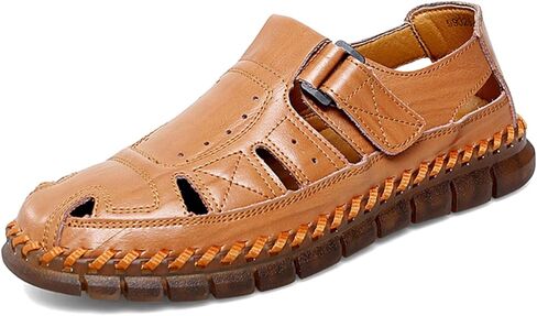 Moodeng Men's Sport Sandals Summer Leather Sandals Slip-on Causal Shoes Outdoor Loafers Closed Toe Fisherman Sandal in Saudi Arabia