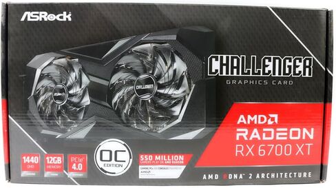 بطاقة رسوميات الألعاب ASRock Radeon RX 6700 XT Challenger D، وذاكرة فيديو GDDR6 سعة 12 جيجابايت، وAMD RDNA2 (RX6700XT CLD 12G) (متجددة) in Kuwait