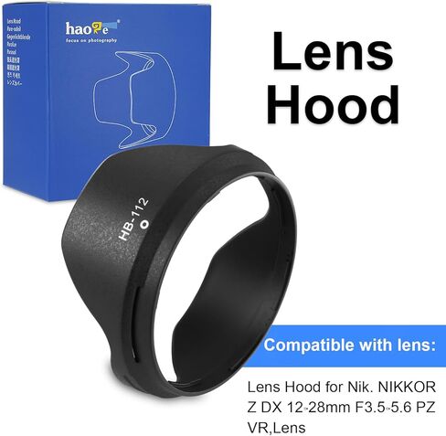 غطاء غطاء عدسة زهرة حربة HB-112 لكاميرا Nikon NIKKOR Z DX مقاس 12-28 مم F3.5-5.6 PZ VR، عدسة - تحل محل عدسة Nikon HB-112، مضادة للتوهج، عدسة حماية، تصميم ذو وجهين in Kuwait