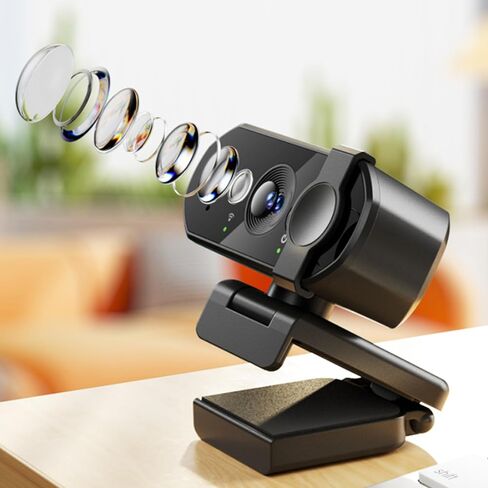 High Definition 1080 FHD Webcam, USB Computer Camera with Microphone and Privacy Cover for Video Calling, Meetings, Desktop Streaming and livestreaming in Kuwait