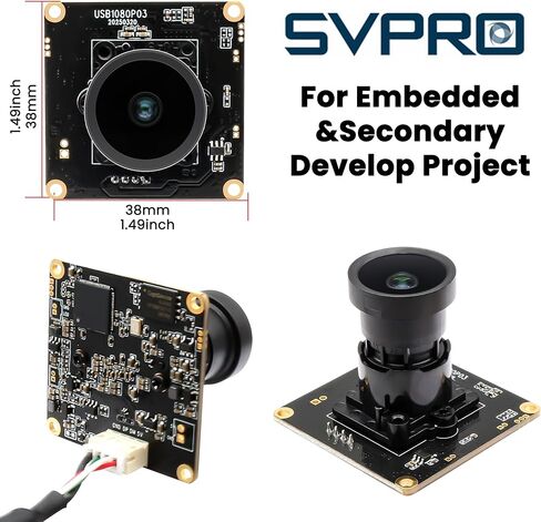 وحدة كاميرا USB منخفضة الإضاءة SVPRO 1080P، لوحة كاميرا ويب Starlight 0.0001 Lux، عدسة M16، F1.0، زاوية واسعة 110 درجة بدون تشويه، توصيل وتشغيل USB لنظام التشغيل Windows، Linux، Android، MacOS in Kuwait