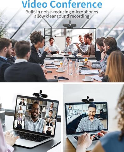 1080P Full HD Webcam with Microphone, 110° Wide Angle, Autofocus, USB Plug and Play, for Video Conferencing, Streaming, with Tripod in Kuwait