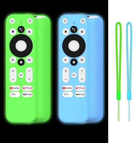 [2Pack] Silicone Cover Compatible with Onn TV 4K UHD Streaming Stick TV Box 100024646 100026240 Remote, Shockproof Anti Slip Protective Skin Case for Onn 4K/HD Remote with Lanyard (Green+Blue) in Kuwait