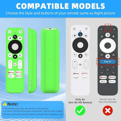 [2Pack] Silicone Cover Compatible with Onn TV 4K UHD Streaming Stick TV Box 100024646 100026240 Remote, Shockproof Anti Slip Protective Skin Case for Onn 4K/HD Remote with Lanyard (Green+Blue) in Kuwait