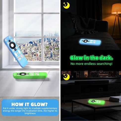 [2Pack] Silicone Cover Compatible with Onn TV 4K UHD Streaming Stick TV Box 100024646 100026240 Remote, Shockproof Anti Slip Protective Skin Case for Onn 4K/HD Remote with Lanyard (Green+Blue) in Kuwait