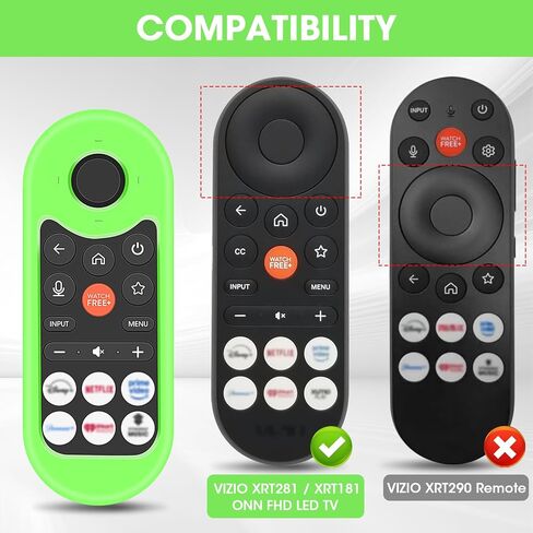غطاء حماية من السيليكون لجهاز التحكم عن بعد Vizio XRT281 [مضاد للانزلاق] لجهاز التحكم عن بعد للتلفزيون ONN FHD المتوافق مع جهاز التحكم عن بعد للتلفزيون الذكي VIZIO XRT181 (أخضر متوهج) in Kuwait