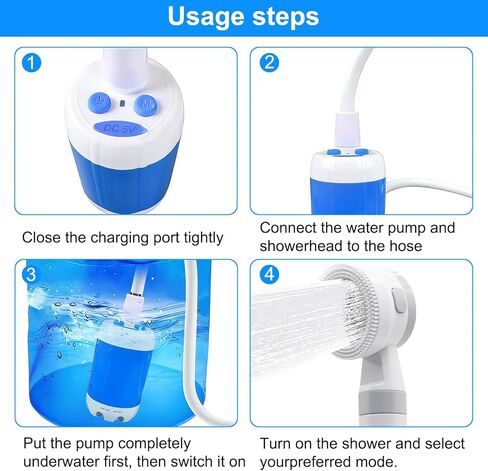 Portable Camping Shower Pump, Rechargeable Electric Outdoor Shower with Multi Spray Modes, Portable Shower Head for Camping, Hiking, Travel, RV in Kuwait