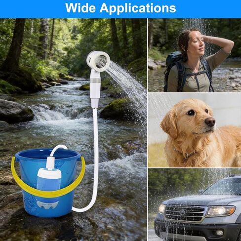 Portable Camping Shower Pump, Rechargeable Electric Outdoor Shower with Multi Spray Modes, Portable Shower Head for Camping, Hiking, Travel, RV in Kuwait