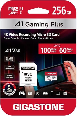 جيجاستون - GS-2IN1-A1V30GAME-256GB-R - بطاقة جيجاستون GS-2IN1-A1V30GAME-256GB-R Gaming Plus A1V30 microSD (256 جيجابايت) in Kuwait