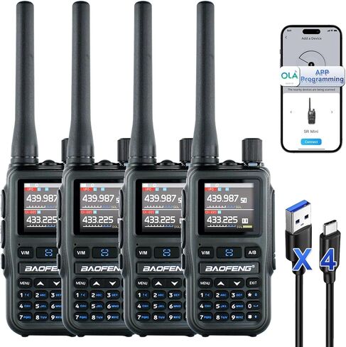 Baofeng UV-5R Mini Handheld Ham Radio Long Range Two Way Radio Dual PTT Rechargeable Walkie Talkies Longe Range NOAA Weather Radio APP Programming 999CH USB-C Charging Survival Radio 1 Pack in Kuwait