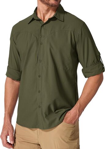 Mens Short Sleeve Button Down Shirts UPF 50+ Sun Protection Quick Dry Fishing Shirt for Travel Hiking Safari Camping in Kuwait