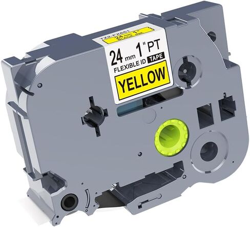 Black on Yellow Flexible ID Cable and Wire Label Tape Compatible for Brother P-Touch TZe-FX651 TZ FX651 Tze FX651(24mm x 8m) 1PK in Kuwait