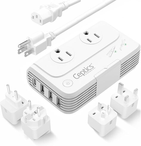 Ceptics 220v to 110v Converter for Travel, 2000W Voltage Converter US to Europe with 3 AC outlets, 4 USB Ports (2X USB-C) and 6 SWadAPt attachments in Saudi Arabia
