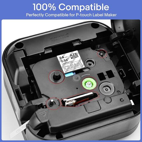 GREENCYCLE TZe-155 White on Clear Label Tape Compatible for Brother P-Touch Label Maker TZe TZ Tape TZe-155 TZ-155 24mm 0.94 Laminated Clear for PT-D600 D610BT P700 P750W, 3 Pack in Kuwait