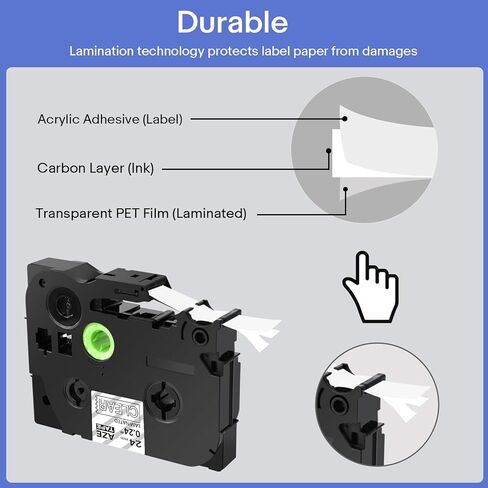 GREENCYCLE TZe-155 White on Clear Label Tape Compatible for Brother P-Touch Label Maker TZe TZ Tape TZe-155 TZ-155 24mm 0.94 Laminated Clear for PT-D600 D610BT P700 P750W, 3 Pack in Kuwait