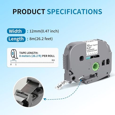 3 قطع بديلة لشريط الملصقات TZe-131 TZe131 أسود على شفاف، متوافق مع Brother P-Touch 12 مم 0.47 مصفح 1/2 بوصة × 26.2 بوصة شريط TZ لمكعب PT-D210 D220 H110 D400 D410 D600 in Kuwait