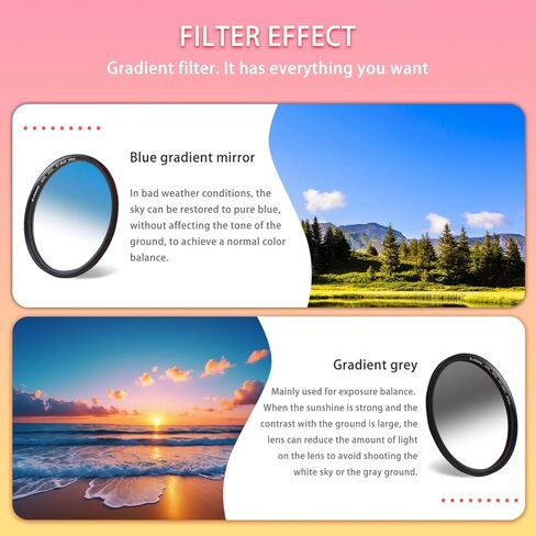 52MM Professional 4 Piece Gradual Color Filter Kit (Orange, Blue, Red, Grey) for Camera Camcorder Lens in Kuwait
