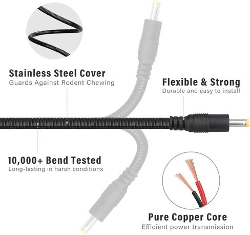 Chewproof Power Cable for Solar Panel Connector, 5.5x2.1 to 4.0x1.7 Male DC Plug, Compatible with Tactacam Reveal,Stealth Cam,Elusuve Wildlife, WiseEye, Barn Owl, Moultrie & Muddy Trail Cameras, 39" in Kuwait