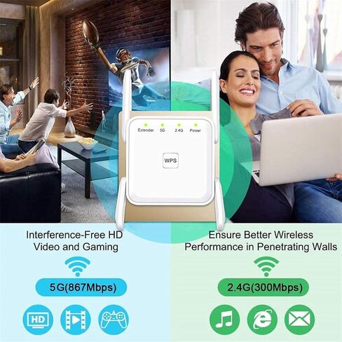2022 Newest WiFi Extender Booster - 1200Mbps WiFi Extender Signal Booster Long Range up to 8000sq.ft, Wireless Internet Booster for Home, WiFi Signal Amplifier Repeater with Ethernet Port, Easy Setup in Kuwait