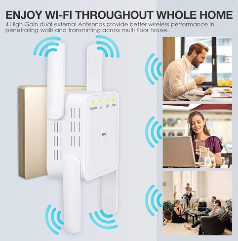 2022 Newest WiFi Extender Booster - 1200Mbps WiFi Extender Signal Booster Long Range up to 8000sq.ft, Wireless Internet Booster for Home, WiFi Signal Amplifier Repeater with Ethernet Port, Easy Setup in Kuwait