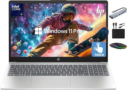 HP Premium 15.6" HD Touchscreen Business Laptop, 32GB RAM, 1.5TB Storage (1TB SSD+500GB Ext), 6-Core Intel i3 Processor (Upto 4.4GHz), Long Battery, MarxsolAccessory, Lifetime Office 2024, Win 11 Pro in Kuwait