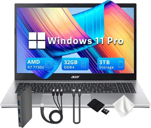 كمبيوتر محمول acer Aspire Go 15 مقاس 15.6 بوصة FHD، AMD Ryzen 7 7730U، ذاكرة الوصول العشوائي 16 جيجابايت، تخزين 1.5 تيرابايت (512 جيجابايت SSD ومجموعة قاعدة تركيب 1 تيرابايت)، AMD Radeon Graphics، Copilot+ PC، كاميرا HD، Wi-Fi 6، Windows 11 Pro، فضي in Kuwait