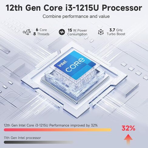 NIMO 17.3" FHD IPS Laptop, Intel Core i3-1215U (Beats i5-1135G7 Class), 32GB RAM, 1TB SSD, Windows 11 Home, Wi-Fi 6, Backlit Keyboard, Fingerprint, USB-C 65W Fast Charge, Bluetooth 5.2, 180° View in Kuwait