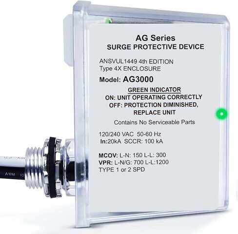 AG3000 HVAC Surge Protector 120/240V, 3-Mode Mini Split Surge Protective Device with TPMOV Technology, Type 4X Watertight Enclosure Lightning & Surge Protection for AC, Furnace, HVAC Equipment in Kuwait