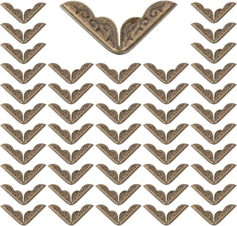 100 PCS Metal Book Corner Protectors, Vintage Book Corner Covers Iron Paperback Books Protector Corner Guard Edge Decorative for Scrapbooking Triangle Decorative Diary Cover Menus Folder Album, Bronze in Kuwait