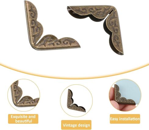 100 PCS Metal Book Corner Protectors, Vintage Book Corner Covers Iron Paperback Books Protector Corner Guard Edge Decorative for Scrapbooking Triangle Decorative Diary Cover Menus Folder Album, Bronze in Kuwait
