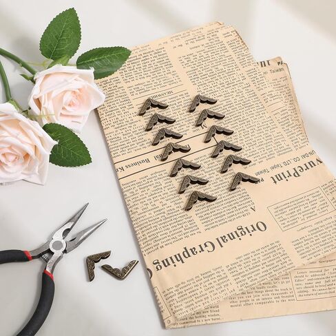 100 PCS Metal Book Corner Protectors, Vintage Book Corner Covers Iron Paperback Books Protector Corner Guard Edge Decorative for Scrapbooking Triangle Decorative Diary Cover Menus Folder Album, Bronze in Kuwait