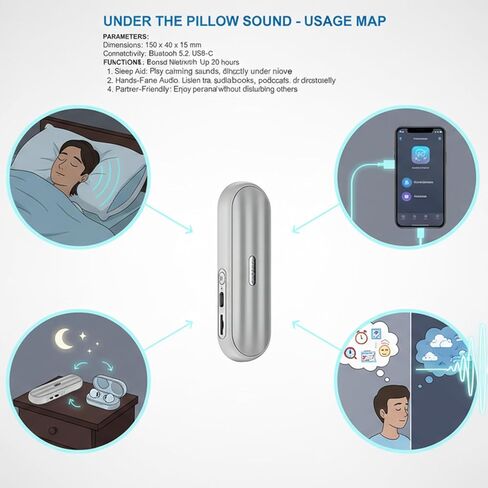 Pillow Speaker Bluetooth Sound Machine with Bone Conduction Technology,White Noise for Sleep Enhancement and Relaxation in Kuwait