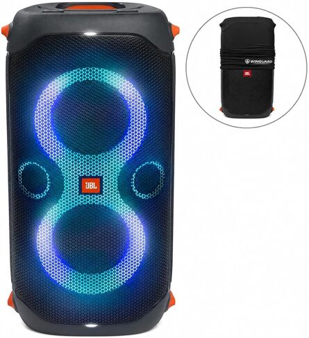 JBL PartyBox 110 - Portable Party Speaker with Built-in Lights, Powerful Sound and deep bass, Black Including Winguard Protective Dust Cover in Kuwait