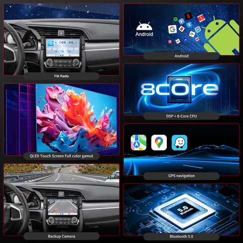 4G Network Radio for Honda Civic Upgrade 2016-2021,Stereo Replacement,QLED Touch Screen,8core CPU,Carplay and Android Auto,OEM Style in Kuwait