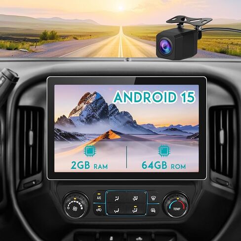 13.1 Inch Android 15 Car Radio for Chevy Silverado GMC Sierra 2014-2018, 2GB RAM 64GB ROM with Wireless CarPlay & Android Auto, Backup Camera, GPS Navigation, WiFi, Bluetooth, FM/AM Radio, DSP, SWC in Kuwait