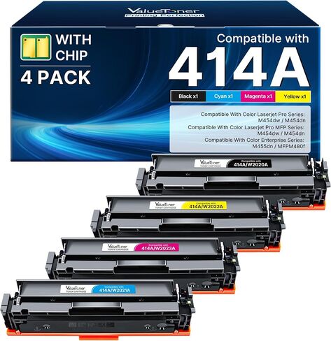 414A Toner Cartridges 4 Pack- MFP M479fdw Replacement for hp 414a Toner cartridges 4 Pack for HP Color LaserJet Pro MFP M479fdw M479fdn M479dw Pro M454dw M454dn M479 M454 M480f Printer丨W2020A in Kuwait
