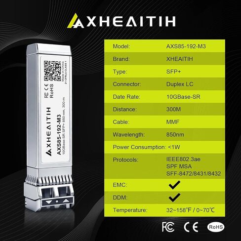 2 Pack 10GBase-SR SFP+ LC Transceiver 10Gbe Multimode Optical Module for Cisco for Meraki for Ubiquiti for Fortinet for Mikrotik for Netgear for D-Link for Supermicro for TP-Link（MMF 850nm 300M） in Kuwait
