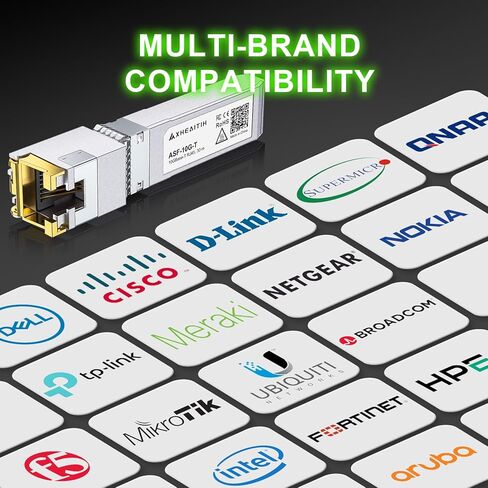 1.25/2.5/5/10G-T RJ45 Optical Module 10GBase-T SFP+ Transceiver 30M with CAT6a/7 for Cisco for Fortinet for Ubiquiti for Netgear for Mikrotik for D-Link for Meraki for TP-Link and More Plug and Play in Kuwait