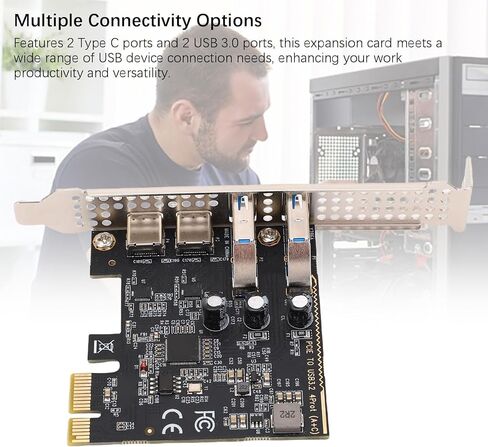 بطاقة توسيع Yunseity PCIe إلى USB 3.0، ومنفذين من النوع C 3.1 ومنفذين USB .0 لنقل البيانات بسرعة 5 جيجابت في الثانية، مع شريحة D720201، لتحقيق الفوز لنظام التشغيل Linux لأجهزة الكمبيوتر المكتبية OS X in Kuwait