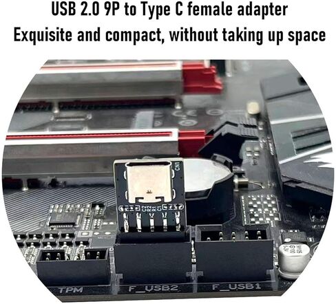 JTLB 2 قطعة USB2.0 9Pin إلى النوع C اللوحة الأمامية محول موصل محول رأس موسع بطاقة ميناء للكمبيوتر اللوحة الأم in Kuwait