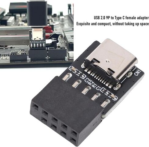 JTLB 2 قطعة USB2.0 9Pin إلى النوع C اللوحة الأمامية محول موصل محول رأس موسع بطاقة ميناء للكمبيوتر اللوحة الأم in Kuwait